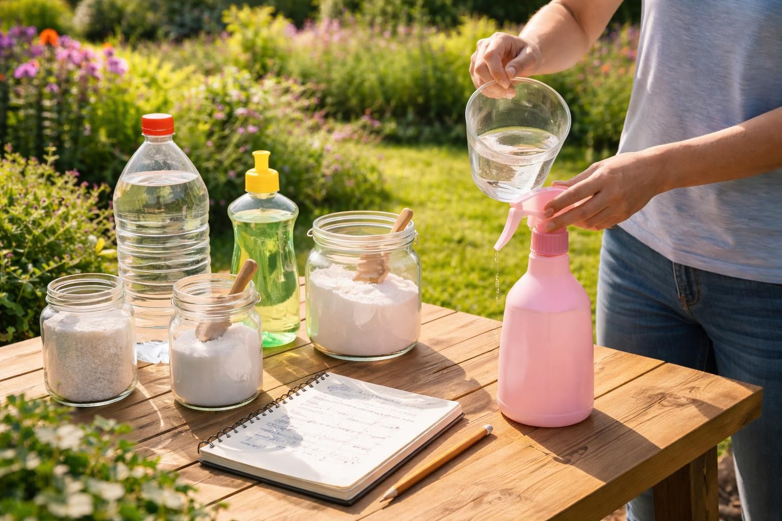 apprenez à préparer un désherbant naturel efficace en dosant précisément vinaigre, sel, produit vaisselle et bicarbonate pour un jardin sans mauvaises herbes, sain et écolo.