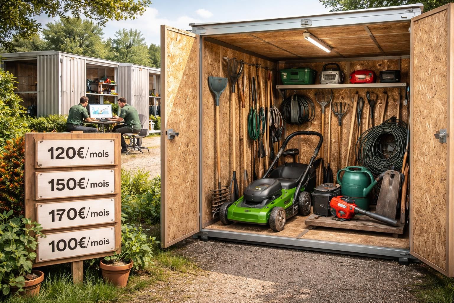 comparez les prix d'un garde-meuble de 50 m3 pour stocker facilement et en toute sécurité vos outils de jardin. trouvez la meilleure offre adaptée à vos besoins.