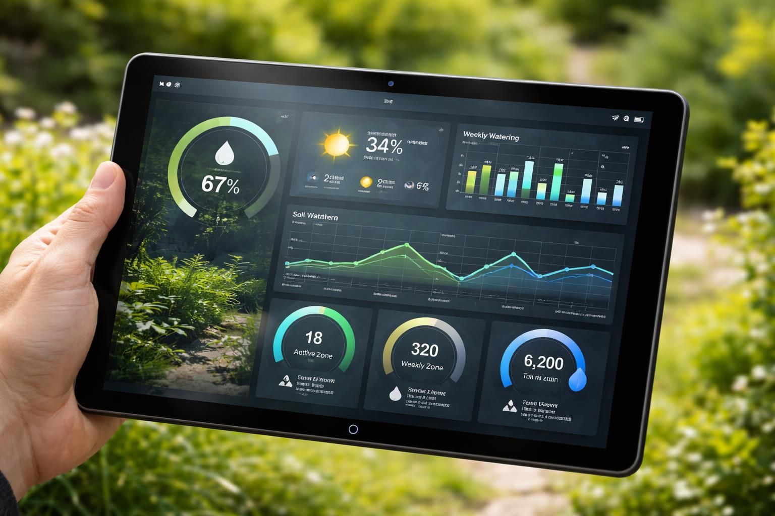 découvrez un arrosage intelligent en plein écran grâce à notre tableau de bord optimisé pour tablette windows, pour une gestion simple et efficace de votre jardin.