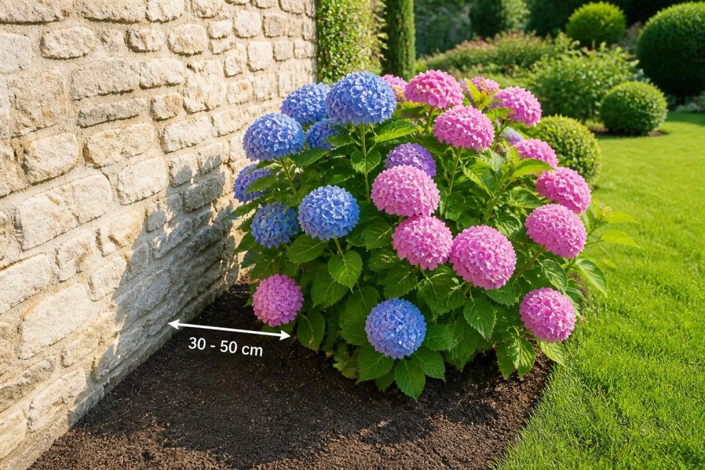 découvrez comment optimiser l'espace dans votre jardin en plantant un hortensia à la bonne distance du mur pour assurer sa croissance optimale et un bel équilibre paysager.