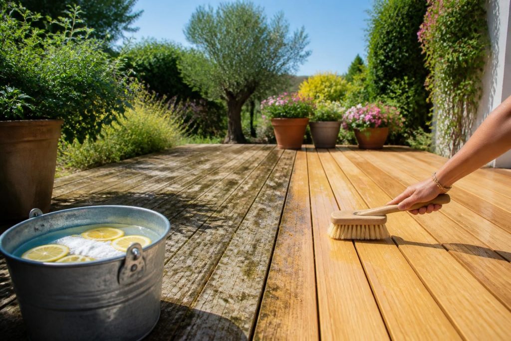 découvrez une astuce de grand-mère simple et efficace pour nettoyer et entretenir votre terrasse en bois. retrouvez une terrasse comme neuve en un rien de temps !